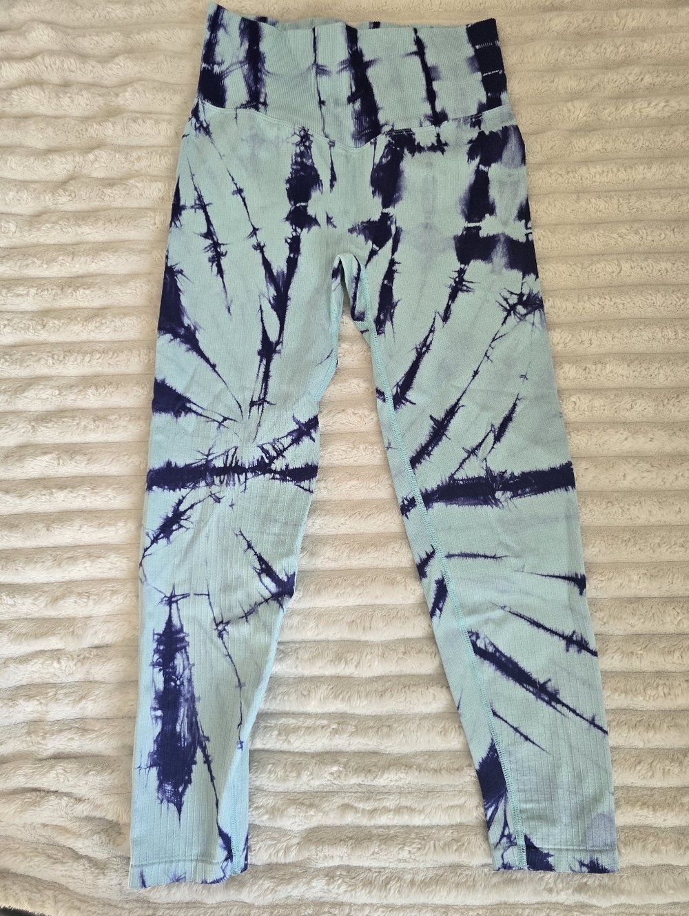 PINK Active Tie-Dye Ribbed Leggings Mint & Dark Purple Womens Medium - Picture 8 of 8